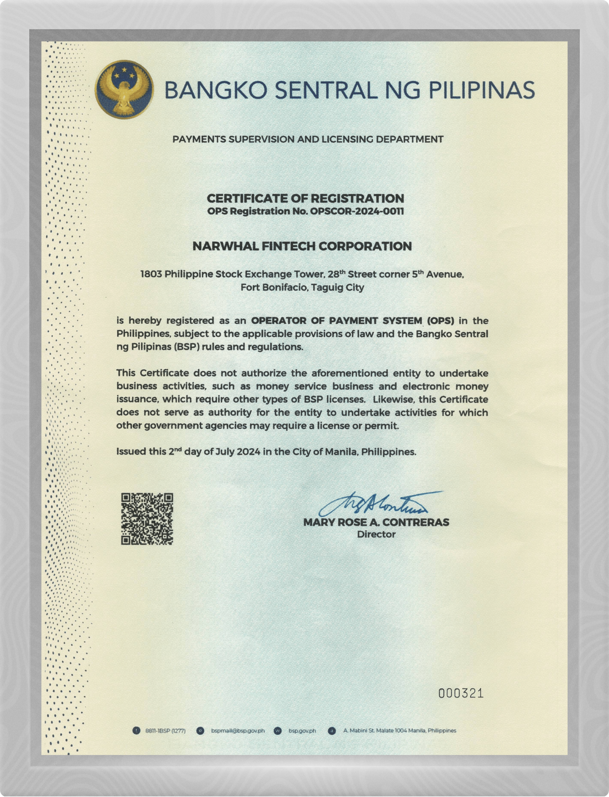 OPS Certificate